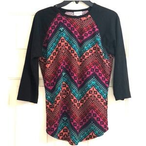 Lularoe stretch top black multi color Aztec print